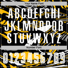 Load image into Gallery viewer, Custom Figure White Black-Gold Fluid Art Splash Sublimation Soccer Uniform Jersey
