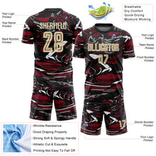 Load image into Gallery viewer, Custom Figure Cream Black-Crimson Fluid Art Splash Sublimation Soccer Uniform Jersey
