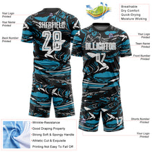 Load image into Gallery viewer, Custom Figure White Black-Panther Blue Fluid Art Splash Sublimation Soccer Uniform Jersey
