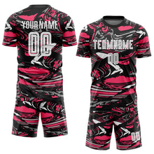 Load image into Gallery viewer, Custom Figure White Black-Neon Pink Fluid Art Splash Sublimation Soccer Uniform Jersey
