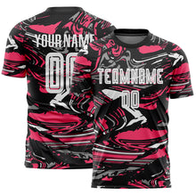Load image into Gallery viewer, Custom Figure White Black-Neon Pink Fluid Art Splash Sublimation Soccer Uniform Jersey
