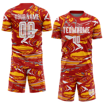 Custom Figure Light Blue Red-Gold Fluid Art Splash Sublimation Soccer Uniform Jersey