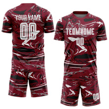 Load image into Gallery viewer, Custom Figure White Crimson-Black Fluid Art Splash Sublimation Soccer Uniform Jersey
