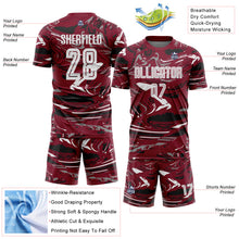 Load image into Gallery viewer, Custom Figure White Crimson-Black Fluid Art Splash Sublimation Soccer Uniform Jersey
