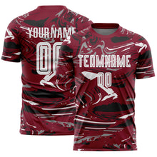 Load image into Gallery viewer, Custom Figure White Crimson-Black Fluid Art Splash Sublimation Soccer Uniform Jersey
