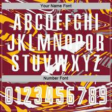 Load image into Gallery viewer, Custom Figure White Crimson-Gold Fluid Art Splash Sublimation Soccer Uniform Jersey
