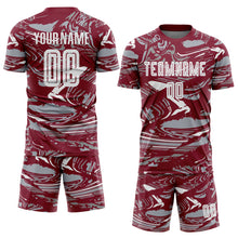 Load image into Gallery viewer, Custom Figure White Crimson-Gray Fluid Art Splash Sublimation Soccer Uniform Jersey
