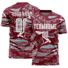 Load image into Gallery viewer, Custom Figure White Crimson-Gray Fluid Art Splash Sublimation Soccer Uniform Jersey

