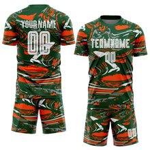 Load image into Gallery viewer, Custom Figure White Green-Orange Fluid Art Splash Sublimation Soccer Uniform Jersey
