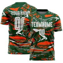 Load image into Gallery viewer, Custom Figure White Green-Orange Fluid Art Splash Sublimation Soccer Uniform Jersey
