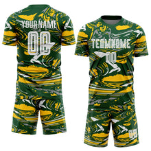 Load image into Gallery viewer, Custom Figure White Green-Yellow Fluid Art Splash Sublimation Soccer Uniform Jersey
