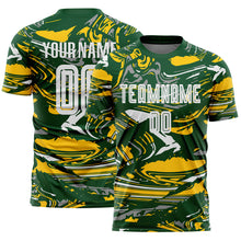 Load image into Gallery viewer, Custom Figure White Green-Yellow Fluid Art Splash Sublimation Soccer Uniform Jersey
