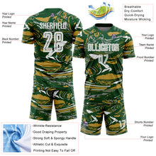 Load image into Gallery viewer, Custom Figure White Green-Old Gold Fluid Art Splash Sublimation Soccer Uniform Jersey
