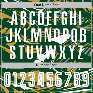 Custom Figure White Green-Old Gold Fluid Art Splash Sublimation Soccer Uniform Jersey