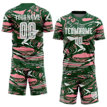 Load image into Gallery viewer, Custom Figure White Green-Medium Pink Fluid Art Splash Sublimation Soccer Uniform Jersey

