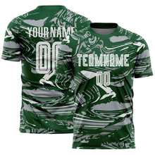 Load image into Gallery viewer, Custom Figure White Green=Gray Fluid Art Splash Sublimation Soccer Uniform Jersey
