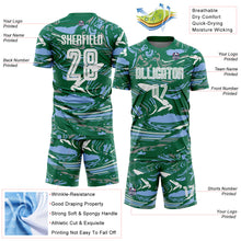 Load image into Gallery viewer, Custom Figure White Kelly Green-Light Blue Fluid Art Splash Sublimation Soccer Uniform Jersey
