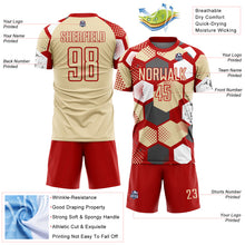Загрузить изображение в средство просмотра галереи, Custom Red Cream-White Geometric Shape Sublimation Soccer Uniform Jersey

