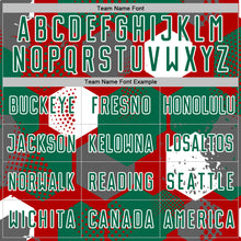 Load image into Gallery viewer, Custom Red Kelly Green-White Geometric Shape Sublimation Soccer Uniform Jersey
