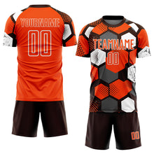 Загрузить изображение в средство просмотра галереи, Custom Brown Orange-White Geometric Shape Sublimation Soccer Uniform Jersey

