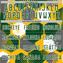 Load image into Gallery viewer, Custom Gold Green-White Geometric Shape Sublimation Soccer Uniform Jersey
