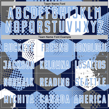 Laden Sie das Bild in den Galerie-Viewer, Custom Navy Light Blue-White Geometric Shape Sublimation Soccer Uniform Jersey
