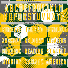 Load image into Gallery viewer, Custom Green Yellow-White Geometric Shape Sublimation Soccer Uniform Jersey
