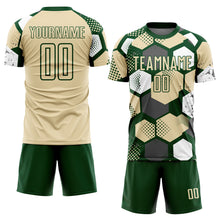 Загрузить изображение в средство просмотра галереи, Custom Green Cream-White Geometric Shape Sublimation Soccer Uniform Jersey
