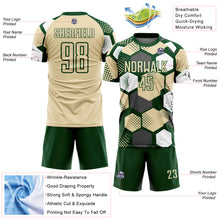 Загрузить изображение в средство просмотра галереи, Custom Green Cream-White Geometric Shape Sublimation Soccer Uniform Jersey
