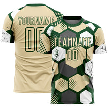 Загрузить изображение в средство просмотра галереи, Custom Green Cream-White Geometric Shape Sublimation Soccer Uniform Jersey
