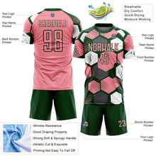 Load image into Gallery viewer, Custom Green Medium Pink-White Geometric Shape Sublimation Soccer Uniform Jersey
