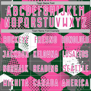 Custom Green Pink-White Geometric Shape Sublimation Soccer Uniform Jersey
