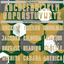 Load image into Gallery viewer, Custom Green Old Gold-White Geometric Shape Sublimation Soccer Uniform Jersey
