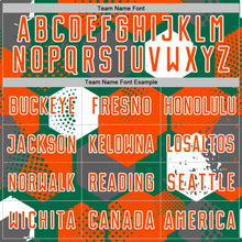 Load image into Gallery viewer, Custom Kelly Green Orange-White Geometric Shape Sublimation Soccer Uniform Jersey
