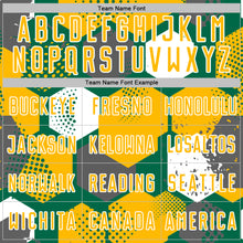 Load image into Gallery viewer, Custom Kelly Green Gold-White Geometric Shape Sublimation Soccer Uniform Jersey

