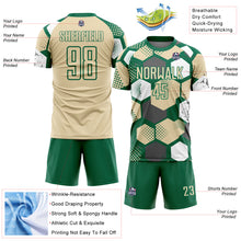 Charger l&#39;image dans la galerie, Custom Kelly Green Cream-White Geometric Shape Sublimation Soccer Uniform Jersey
