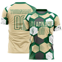 Charger l&#39;image dans la galerie, Custom Kelly Green Cream-White Geometric Shape Sublimation Soccer Uniform Jersey
