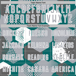 Custom Teal Gray-White Geometric Shape Sublimation Soccer Uniform Jersey