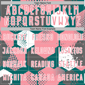 Custom Teal Medium Pink-White Geometric Shape Sublimation Soccer Uniform Jersey