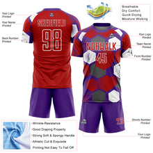 Load image into Gallery viewer, Custom Purple Red-White Geometric Shape Sublimation Soccer Uniform Jersey

