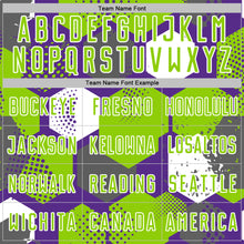 Load image into Gallery viewer, Custom Purple Neon Green-White Geometric Shape Sublimation Soccer Uniform Jersey
