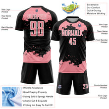 Load image into Gallery viewer, Custom Black Medium Pink-White Abstract Fragment Art Sublimation Soccer Uniform Jersey
