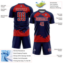 Load image into Gallery viewer, Custom Navy Red-White Abstract Fragment Art Sublimation Soccer Uniform Jersey
