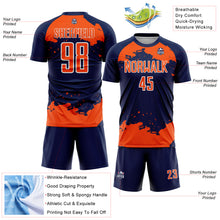 Load image into Gallery viewer, Custom Navy Orange-White Abstract Fragment Art Sublimation Soccer Uniform Jersey
