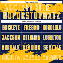 Load image into Gallery viewer, Custom Navy Gold-White Abstract Fragment Art Sublimation Soccer Uniform Jersey
