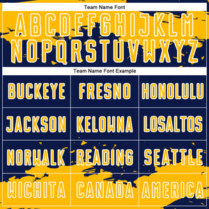 Custom Navy Gold-White Abstract Fragment Art Sublimation Soccer Uniform Jersey
