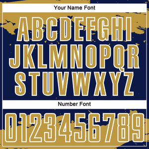 Custom Navy Old Gold-White Abstract Fragment Art Sublimation Soccer Uniform Jersey