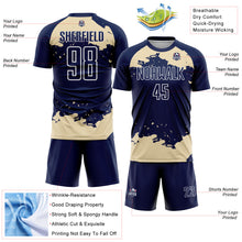 Load image into Gallery viewer, Custom Navy Cream-White Abstract Fragment Art Sublimation Soccer Uniform Jersey
