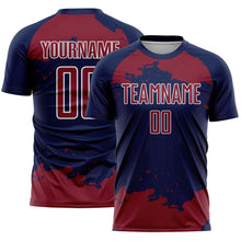 Load image into Gallery viewer, Custom Navy Crimson-White Abstract Fragment Art Sublimation Soccer Uniform Jersey
