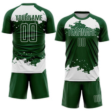 Load image into Gallery viewer, Custom Green White Abstract Fragment Art Sublimation Soccer Uniform Jersey
